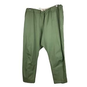 Bassike Size 4 Green Drawstring Waist Baggy Cotton Pants Made in Australia
